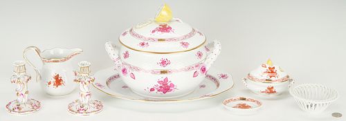8 ASSEMBLED HEREND PORCELAIN ITEMS,