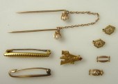 8 asstd 14K & 10K YG pins/find