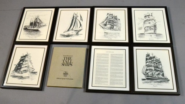 (8) Black & White Prints Of Ships
