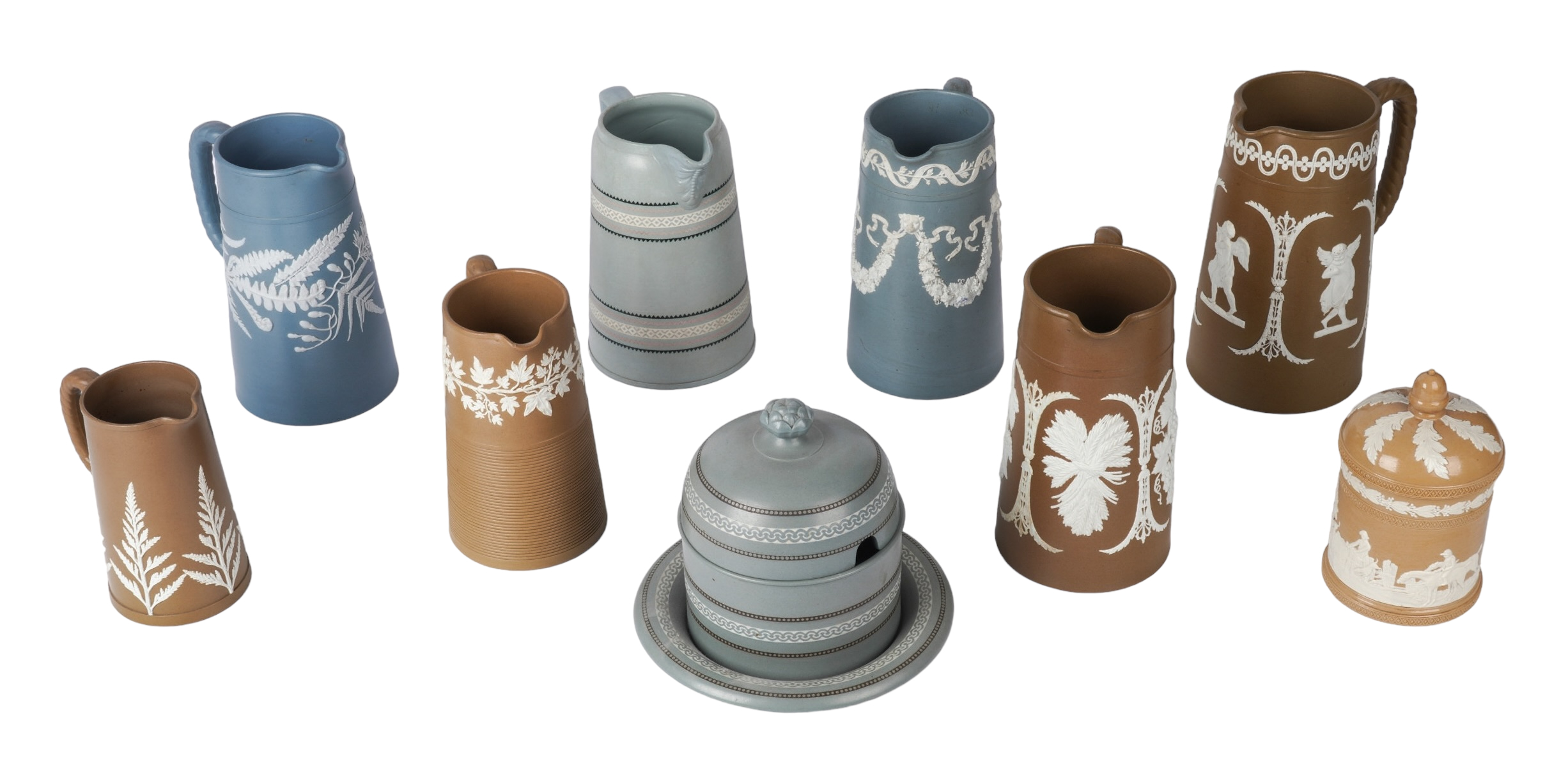 (8) Blue Brown Jasperware