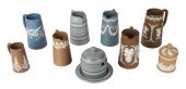 (8) Blue Brown Jasperware Pitc