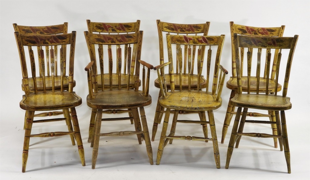 8 C.1800 NEW ENGLAND YELLOW PAINTED