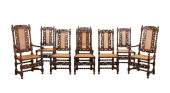 8 CARVED OAK JACOBEAN REVIVAL