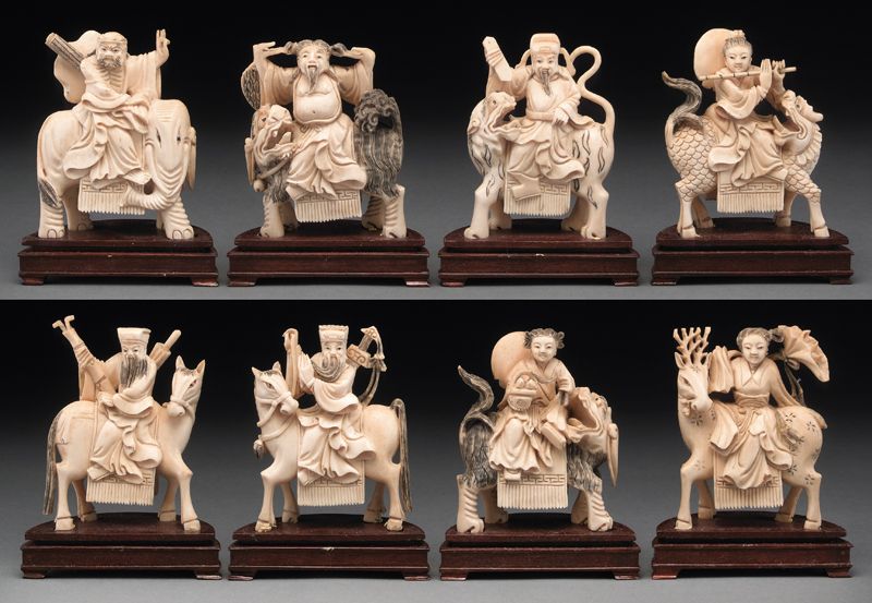 (8) Chinese carved ivory figures