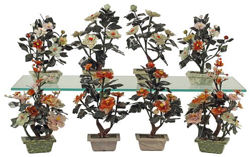 (8) CHINESE HARDSTONE FLOWERING