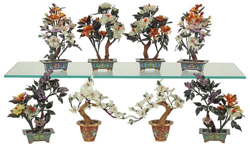 (8) CHINESE HARDSTONE FLOWERING