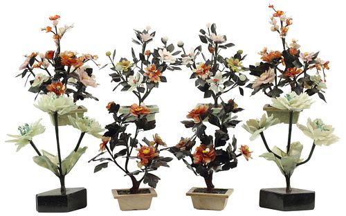 (8) CHINESE HARDSTONE MODELS OF