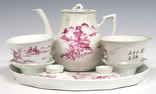 (8) CHINESE PORCELAIN CAMAIEU TEA