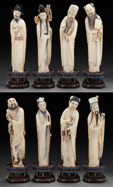 (8) Chinese Qing carved