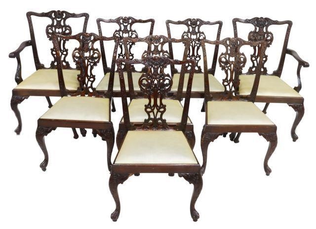 (8) CHIPPENDALE STYLE MAHOGANY