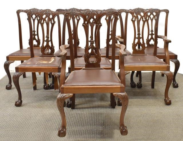 (8) CHIPPENDALE STYLE MAHOGANY
