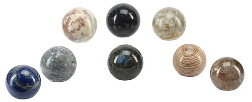 (8) DECORATIVE STONE SPHERES ON