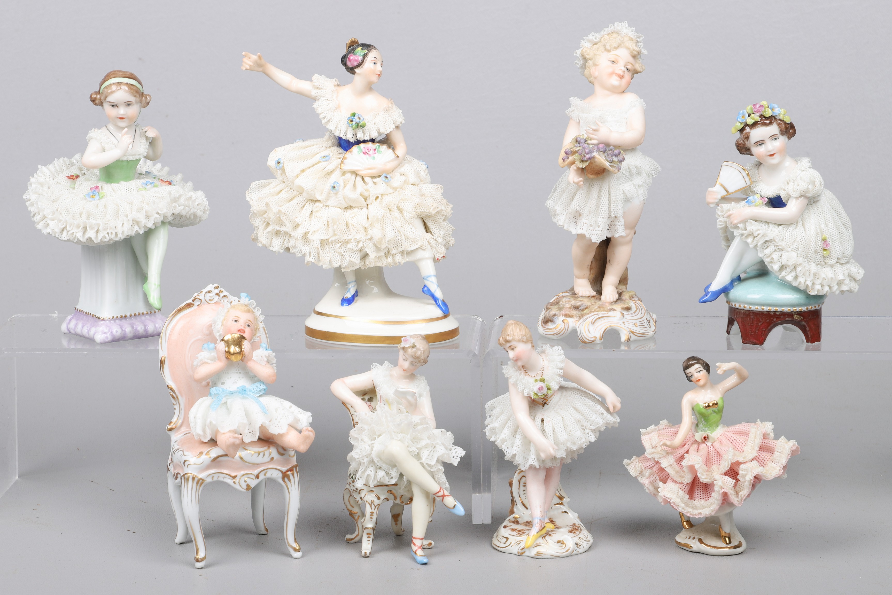 (8) Dresden lace style figures to