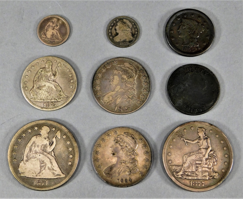8 EARLY 19C AMERICAN SILVER COIN