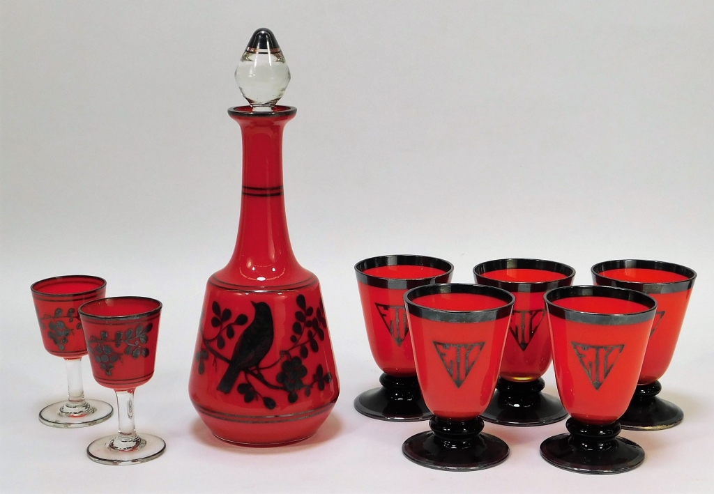 8 ENAMELED BOHEMIAN ART GLASS