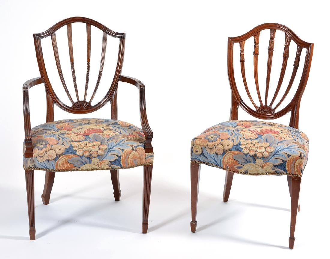 8 ENGLISH MAHOGANY SHIELD BACK