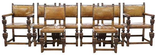 (8) ENGLISH OAK &AMP; LEATHER
