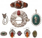 (8) ESTATE SILVER JEWELRY, MEX