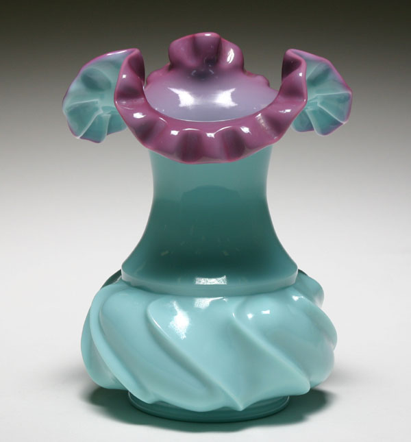 8" Fenton cased Lilac Wave Crest
