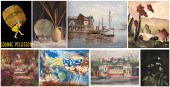 (8) Framed paintings and print