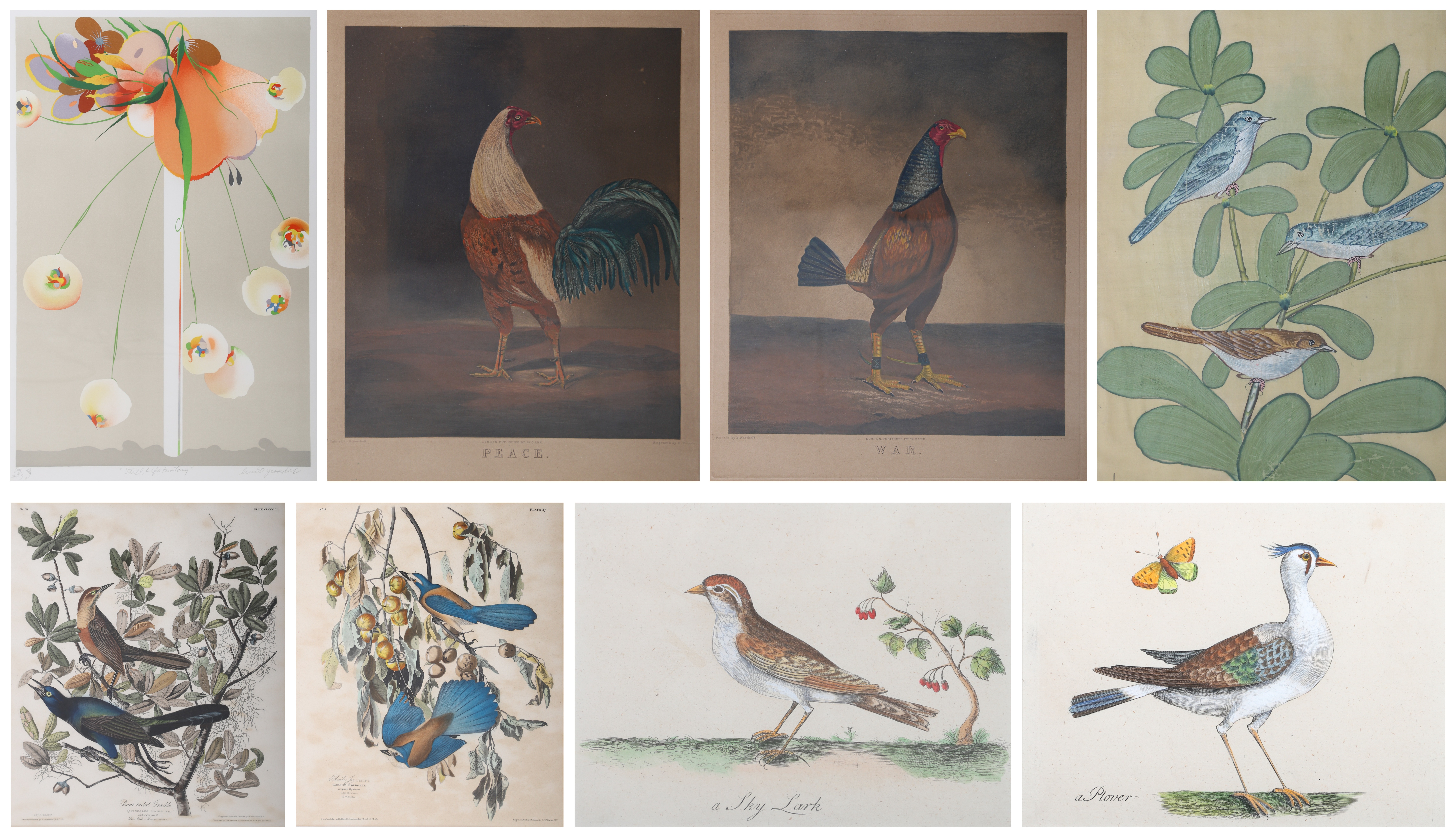 (8) Framed prints: "Peace and War",