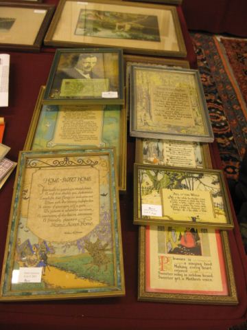 8 Framed Quaint Sayings deco era