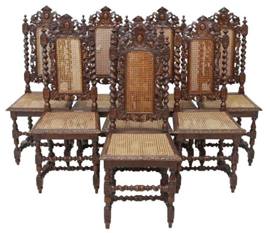 (8) FRENCH HENRI II STYLE OAK &