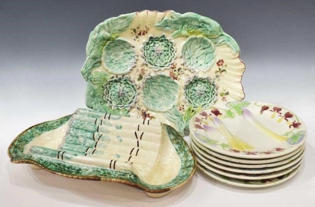(8) FRENCH MAJOLICA ASPARAGUS