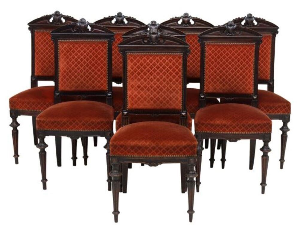(8) FRENCH NAPOLEON III UPHOLSTERED
