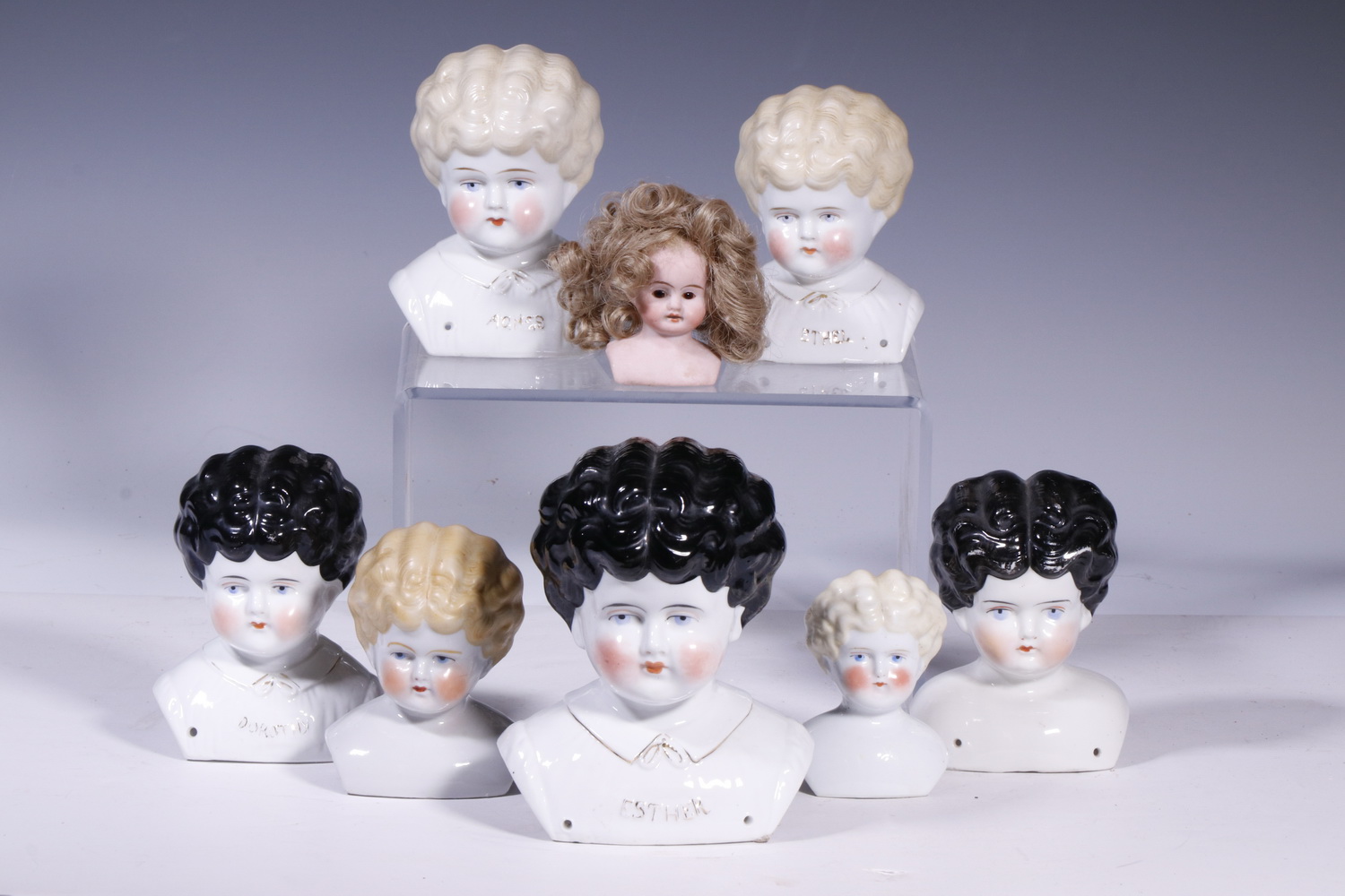 (8) GERMAN CHINA & BISQUE DOLL