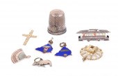 (8) Gold charms and thimble to