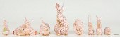 8 HEREND PORCELAIN BUNNIES, RE