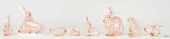 8 HEREND PORCELAIN RABBITS, RE
