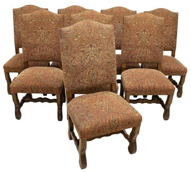 (8) HIGBACK UPHOLSTERED & WOOD