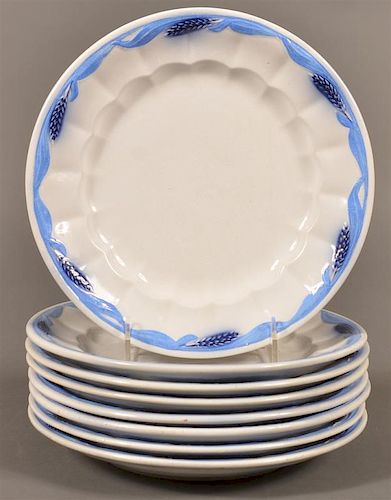 8 IRONSTONE CHINA BLUE WHEAT