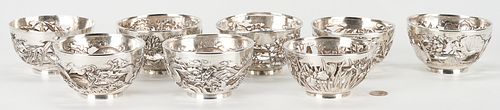 8 JAPANESE EXPORT STERLING BOWLS,