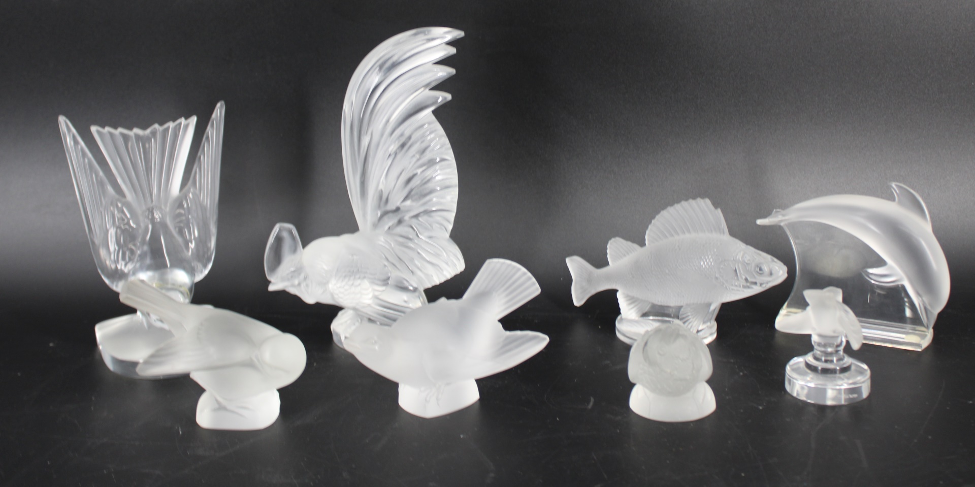 8 LALIQUE FRANCE GLASS ANIMALS &