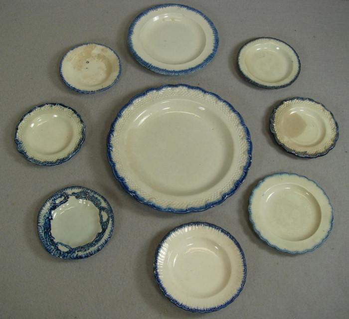 8 Leeds creamware blue