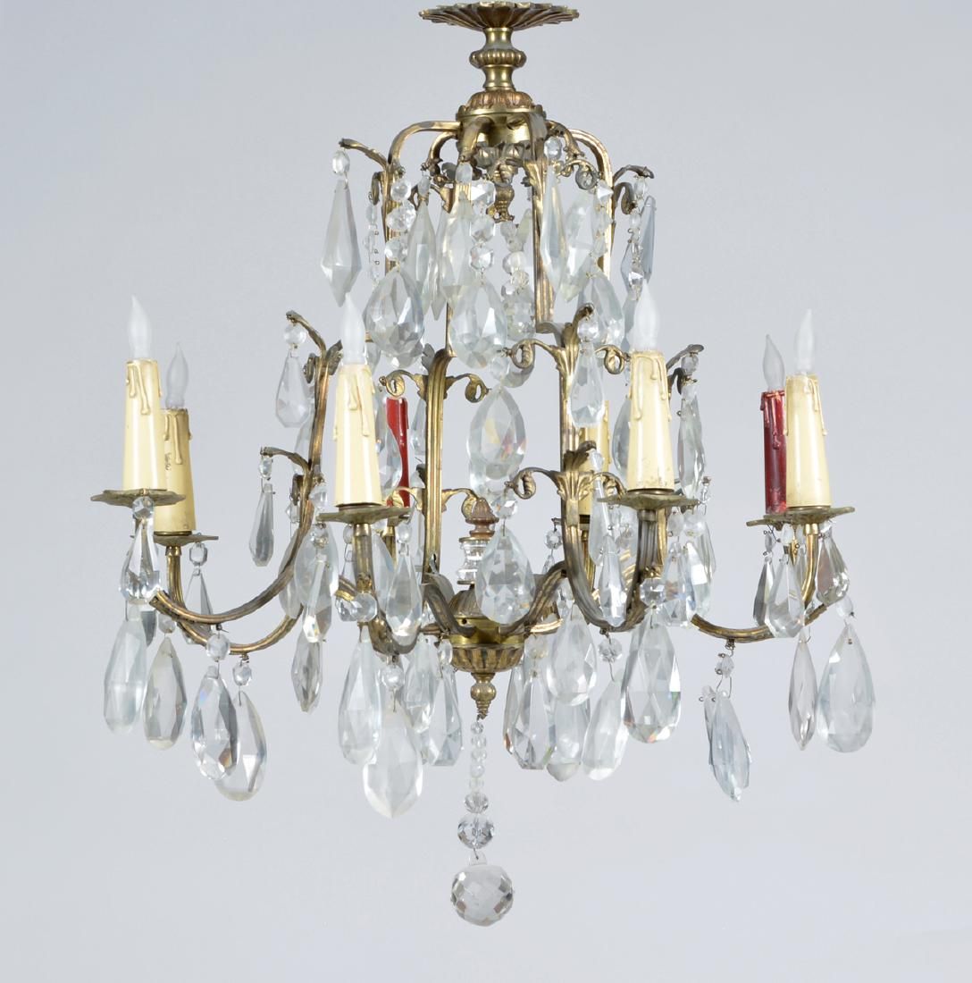 8 LIGHT CRYSTAL PENDANT AND BRASS