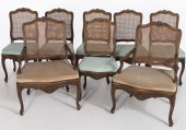 8 LOUIS XV STYLE CANED DINING