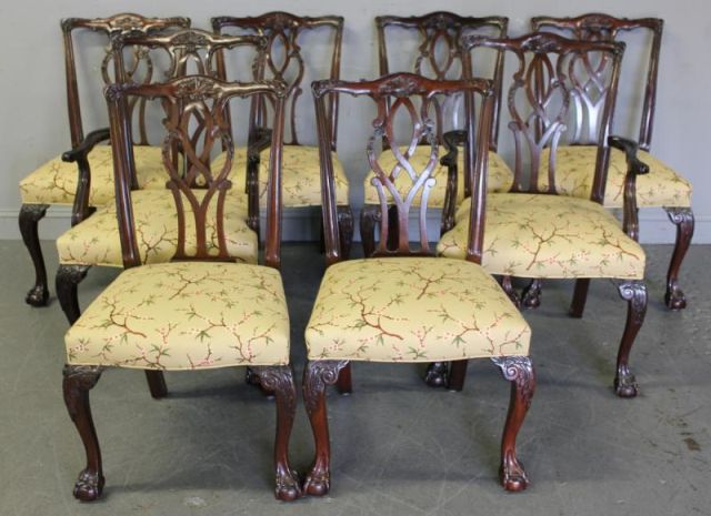 8 Mahogany Chippendale Style Dining