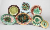(8) Majolica leaf dishes, c/o