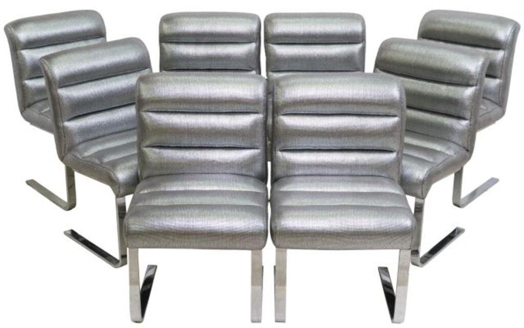 (8) METALLIC UPHOLSTERED CANTILEVER