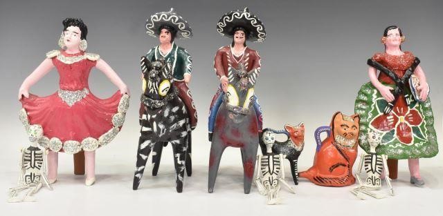 (8) MEXICAN FOLK ART SKELETONS,