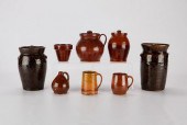 8 MODERN REDWARE STONEWARE VES
