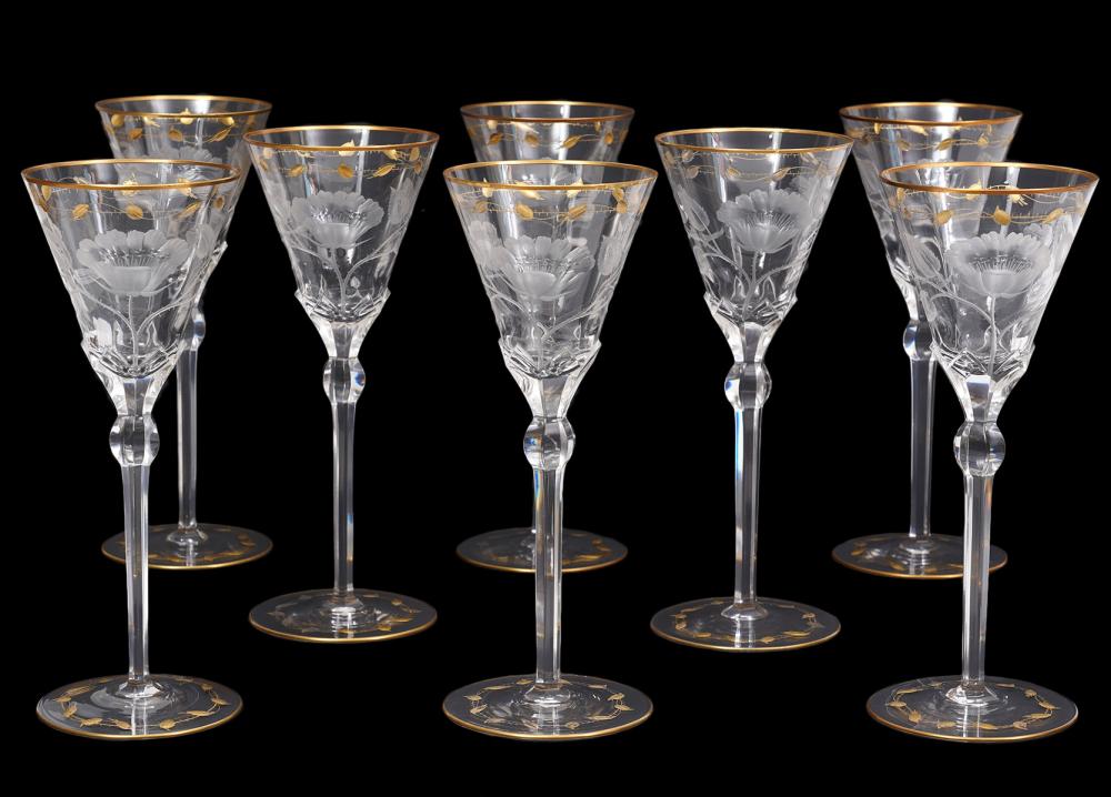 8 MOSER 'PAULA' HAND CUT CRYSTAL