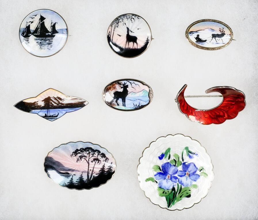 8 NORWEGIAN STERLING & ENAMEL