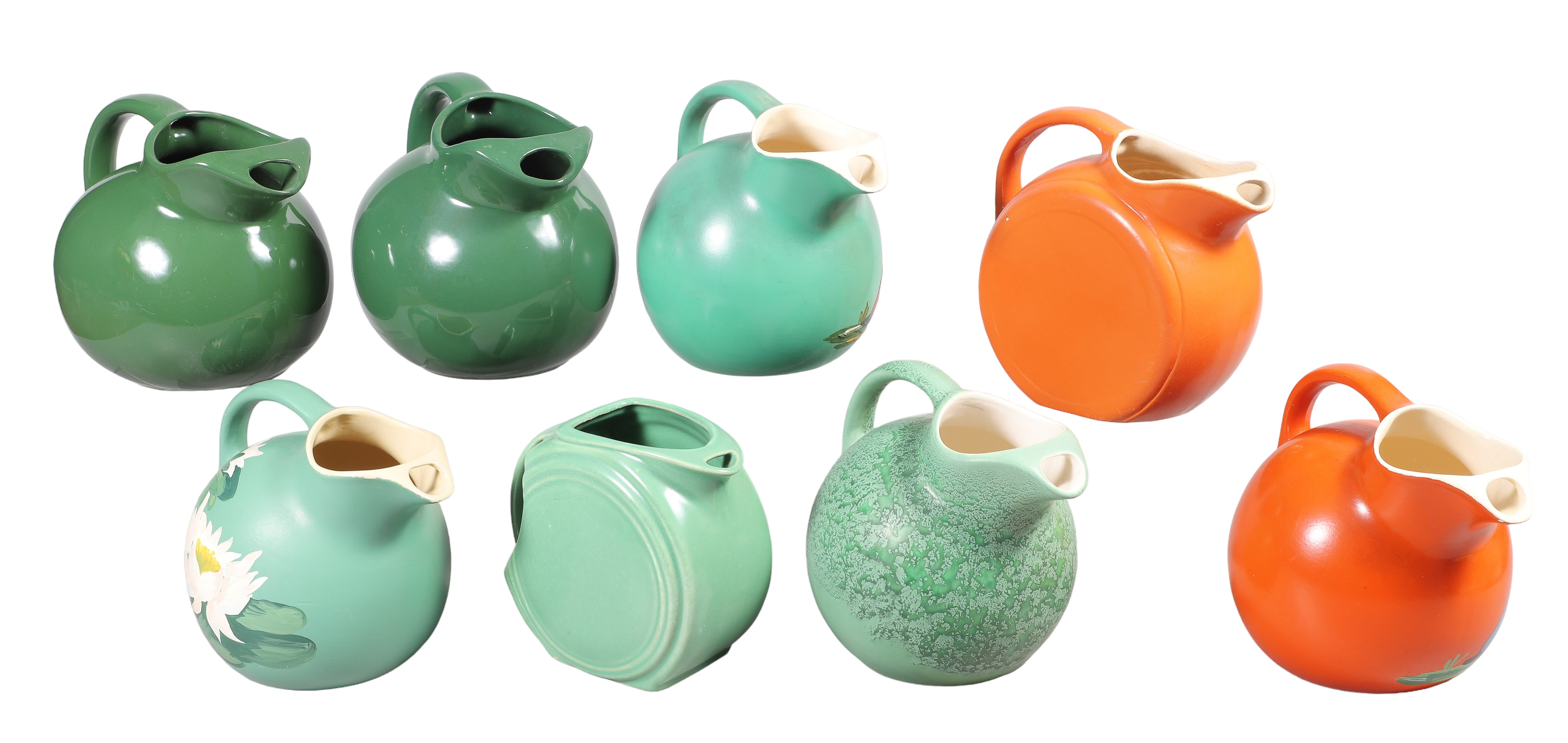 (8) Orange and green pottery
