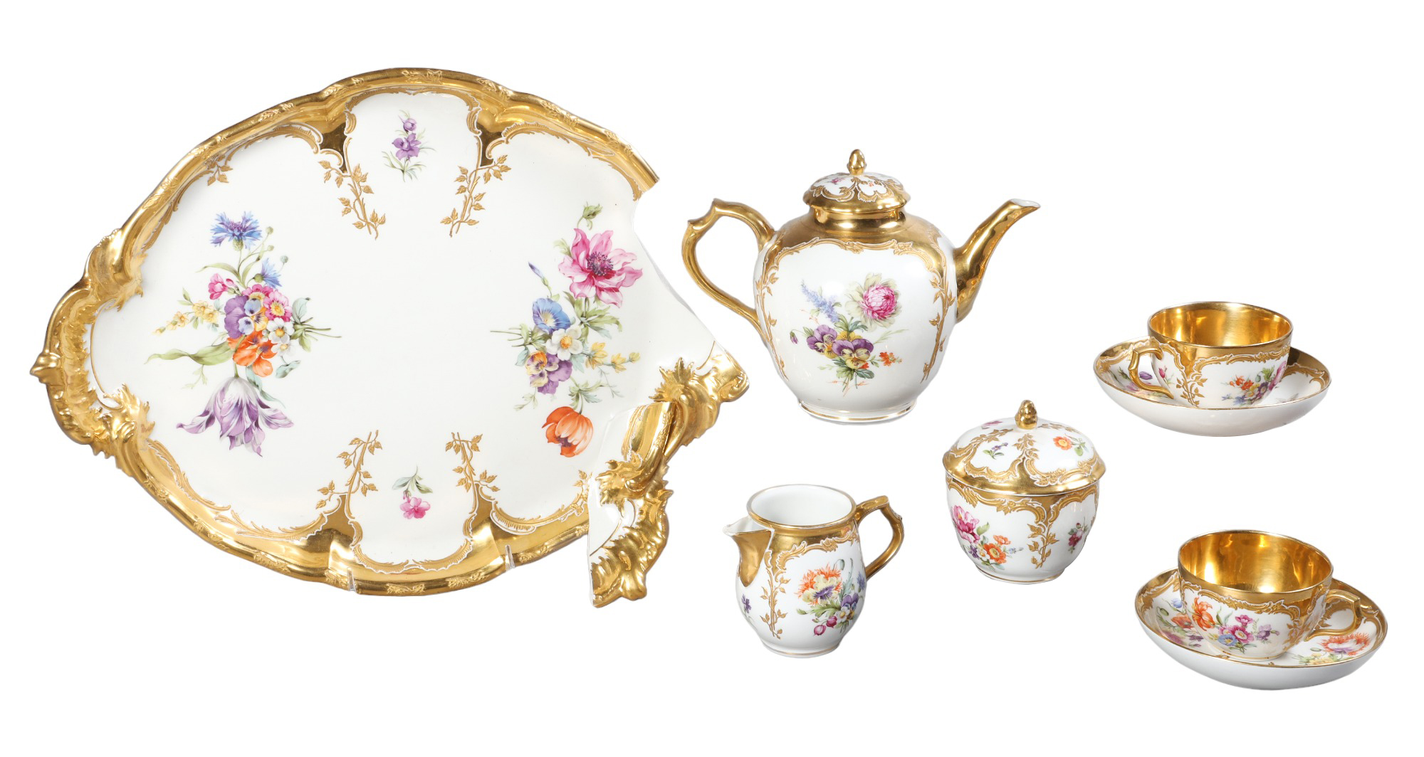 (8) Pc 19th C KPM tea set, circa