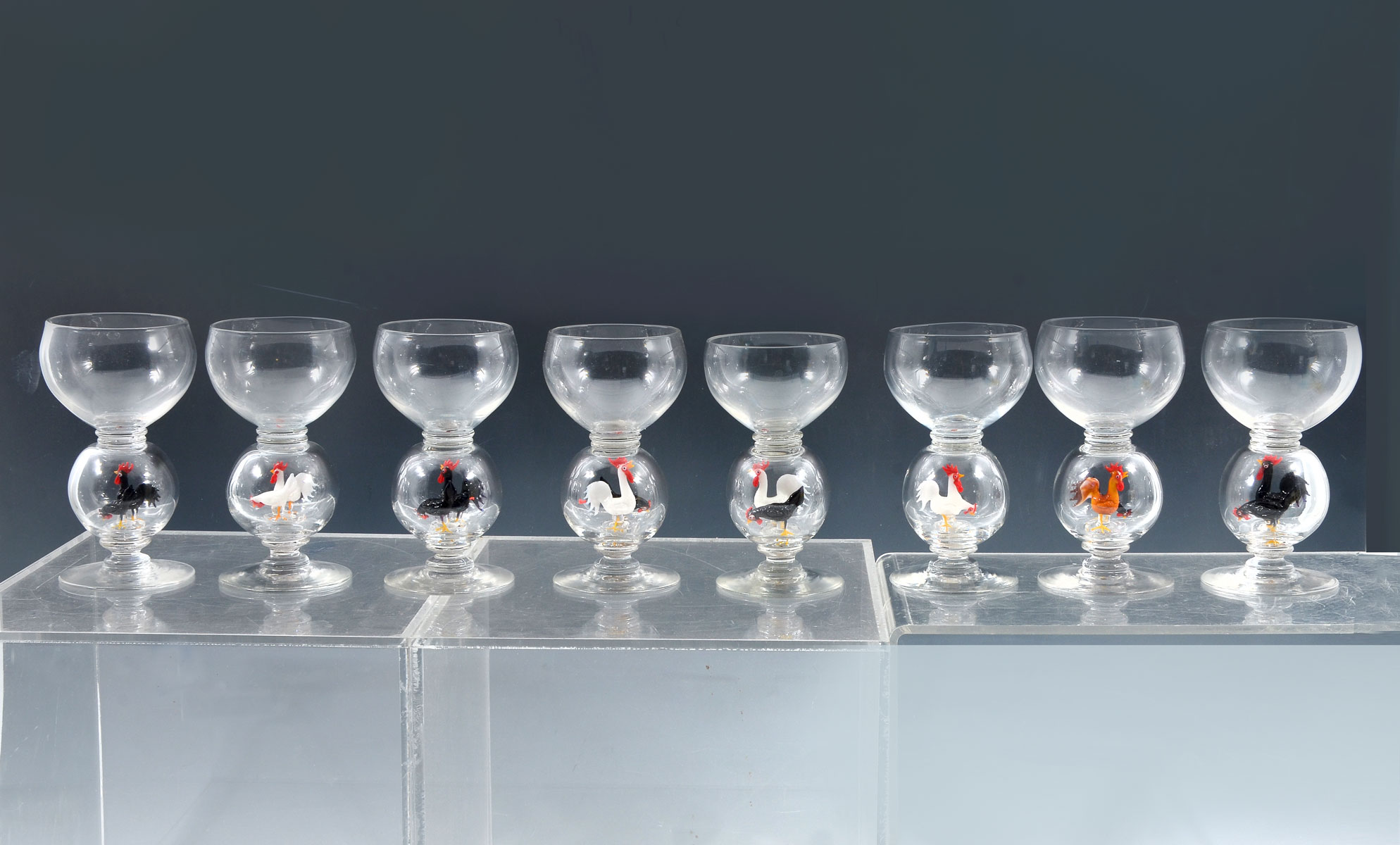 8 PC. BIMINI GLASS GOBLETS WITH